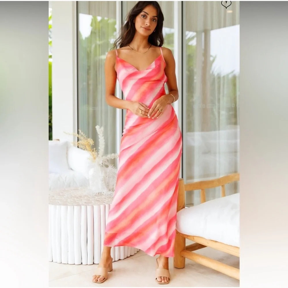 Charlie Holiday Stone Slip Dress in Water Color Stripes